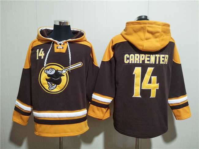 Men's San Diego Padres #14 Matt Carpenter Brown Gold Ageless Must-Have Lace-Up Pullover Hoodie,We sell and wholesale Men's San Diego Padres #14 Matt Carpenter Brown Gold Ageless Must-Have Lace-Up Pullover Hoodie on line form chian!